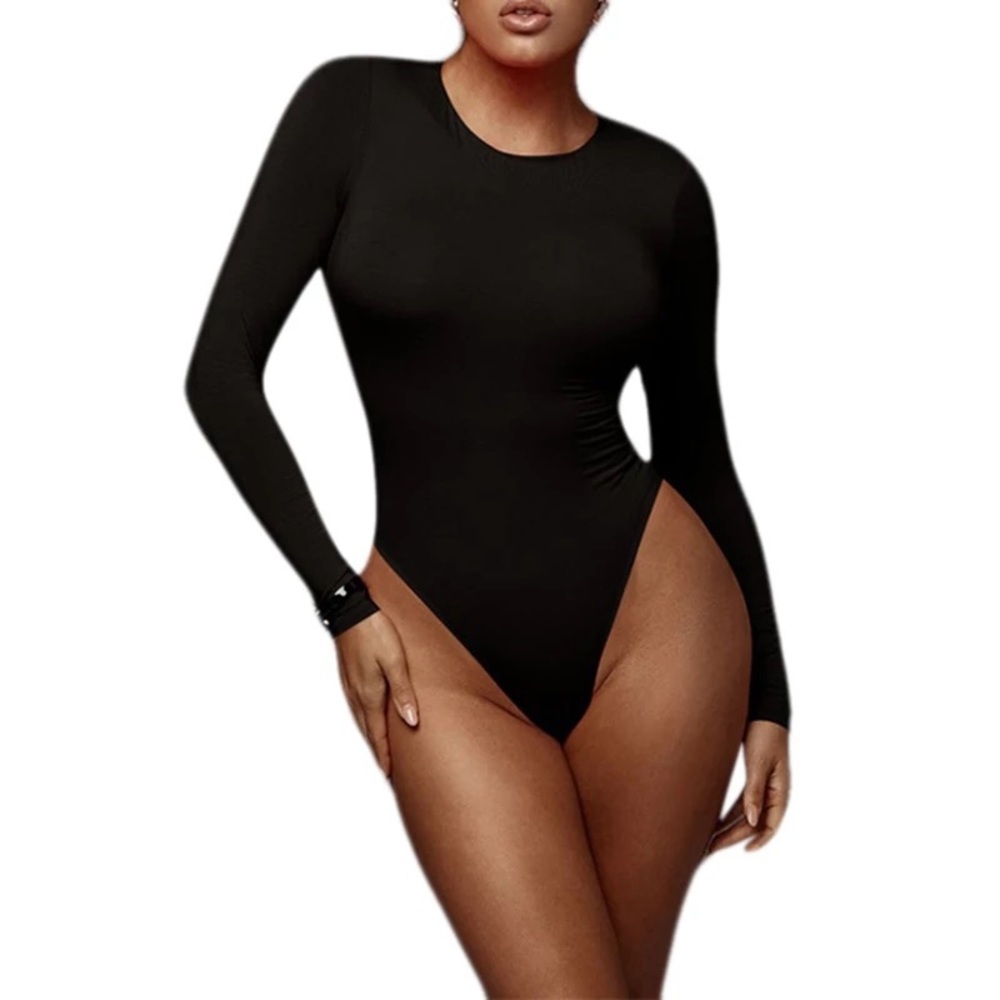 M for Mendocino black long sleeve bodysuit